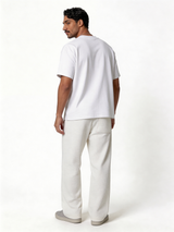 Relaxed Wide-Leg Waffle Knit Sweatpants - unbranded