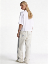 Relaxed Wide-Leg Contrast-Tape Cotton Blend Sweatpants - unbranded
