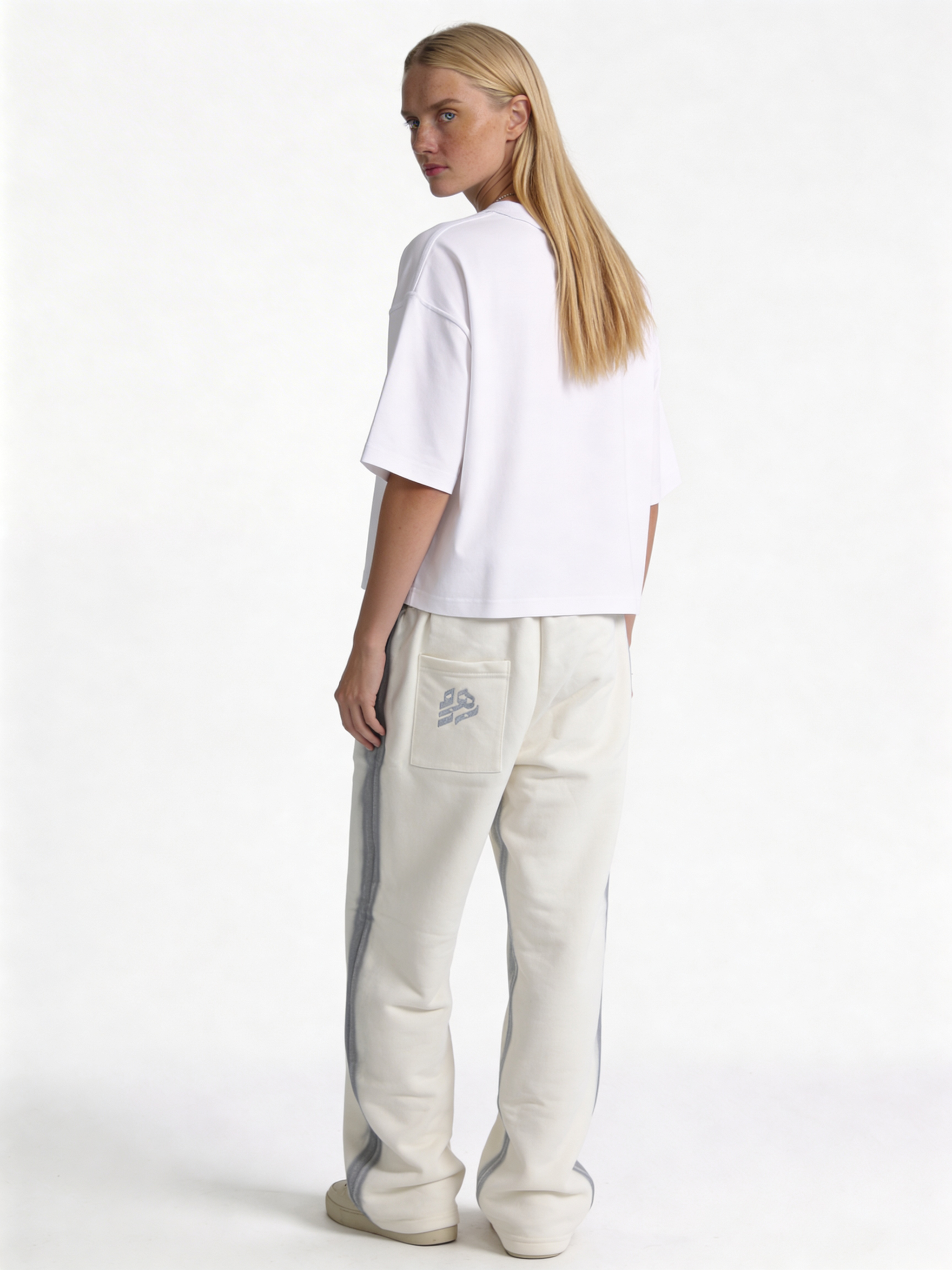 Relaxed Wide-Leg Contrast-Tape Cotton Blend Sweatpants - unbranded
