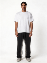 Relaxed Wide-Leg Contrast-Tape Cotton Blend Sweatpants - unbranded