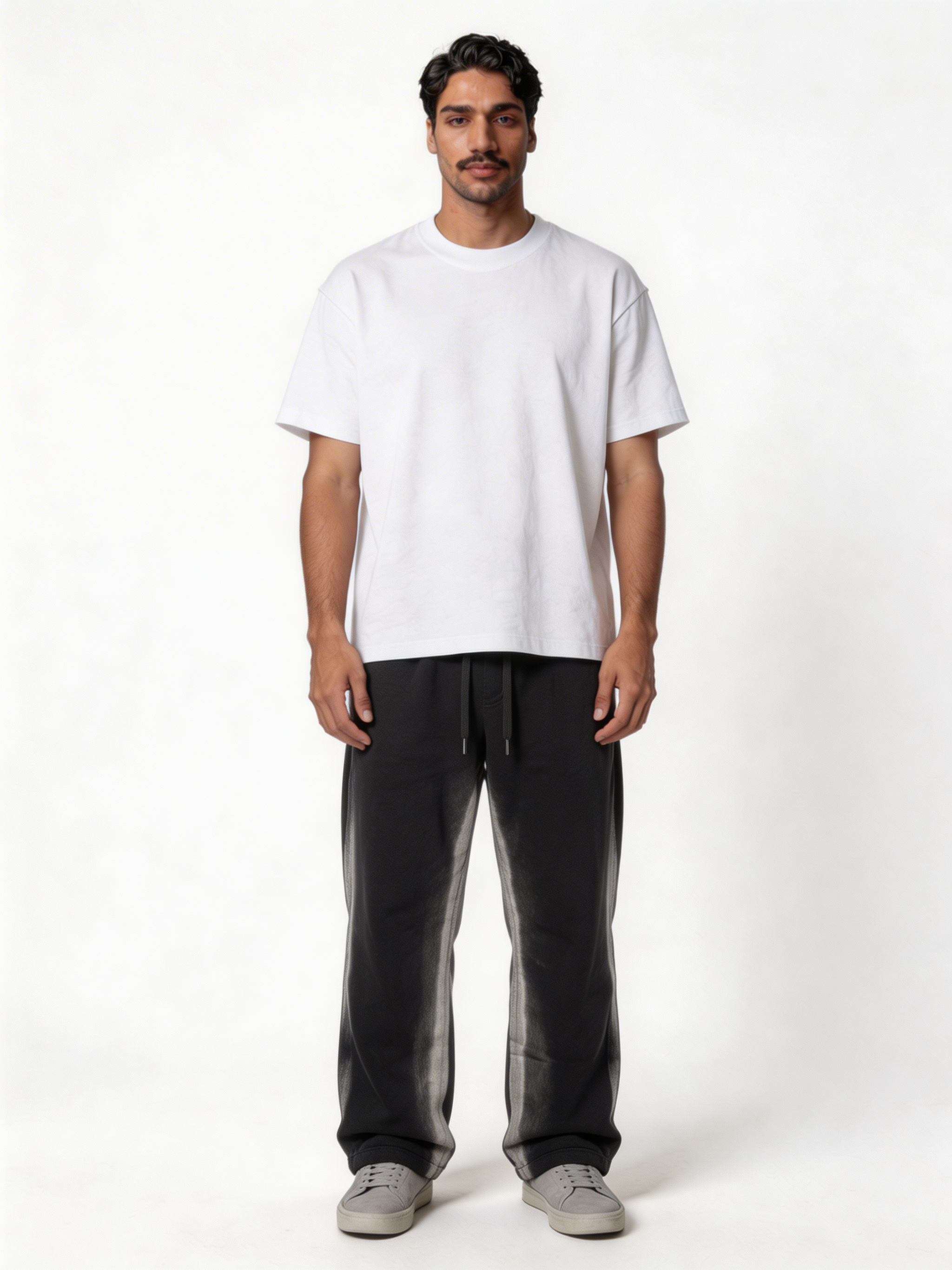 Relaxed Wide-Leg Contrast-Tape Cotton Blend Sweatpants - unbranded
