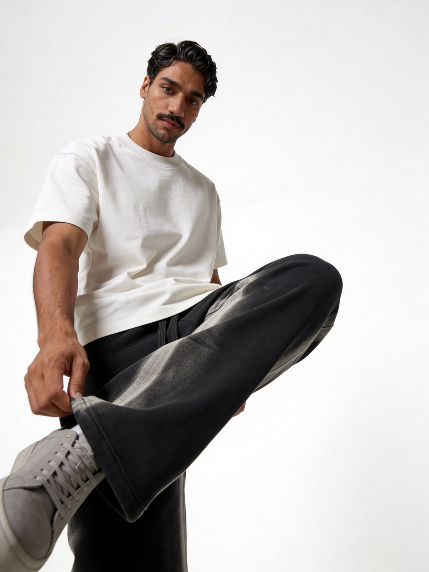 Relaxed Wide-Leg Contrast-Tape Cotton Blend Sweatpants - unbranded