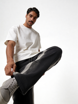 Relaxed Wide-Leg Contrast-Tape Cotton Blend Sweatpants - unbranded