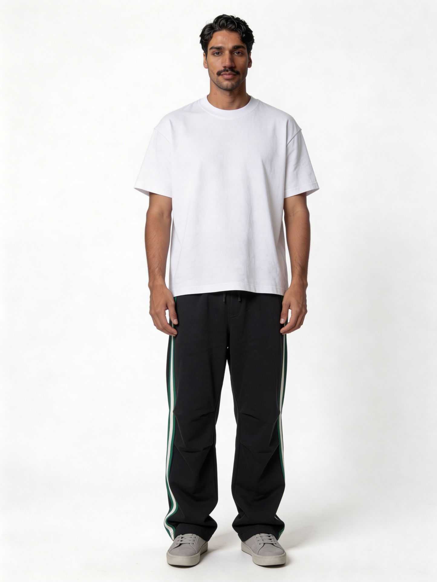 Relaxed Wide-Leg Side-Stripe Cotton Blend Sweatpants - unbranded