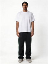 Relaxed Wide-Leg Side-Stripe Cotton Blend Sweatpants - unbranded