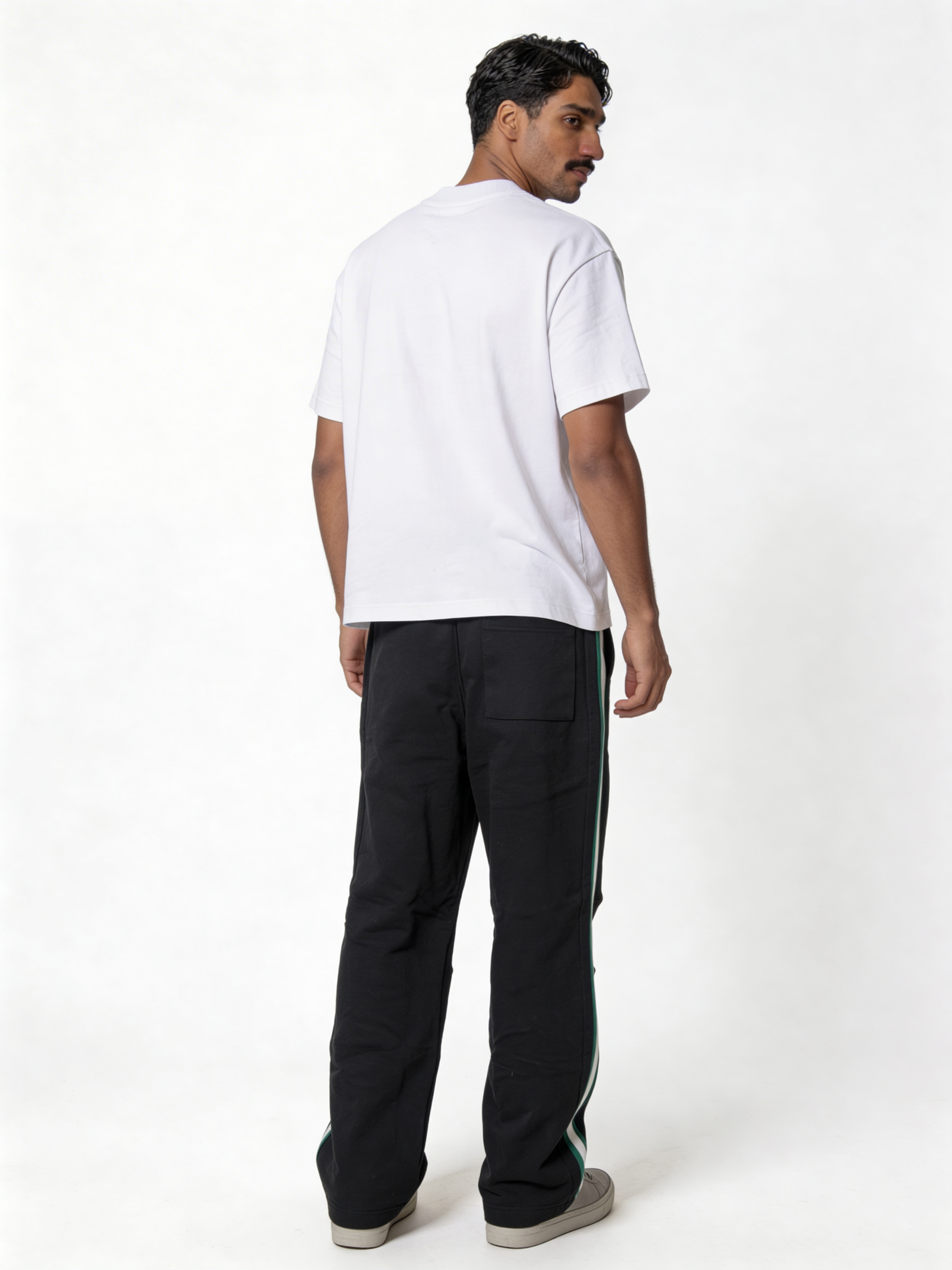 Relaxed Wide-Leg Side-Stripe Cotton Blend Sweatpants - unbranded