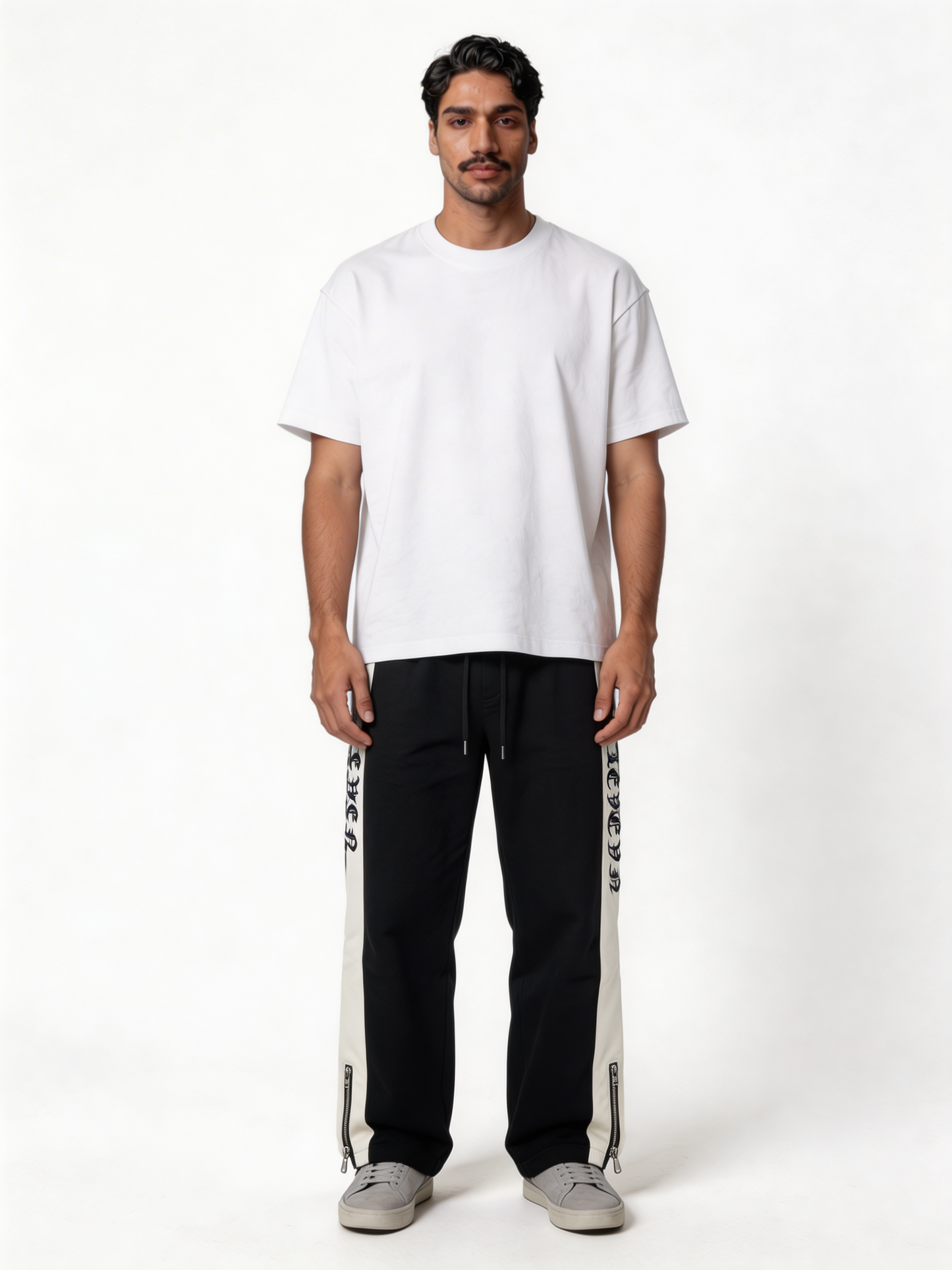 Relaxed Wide-Leg Zipped Side-Panel Sweatpants - unbranded