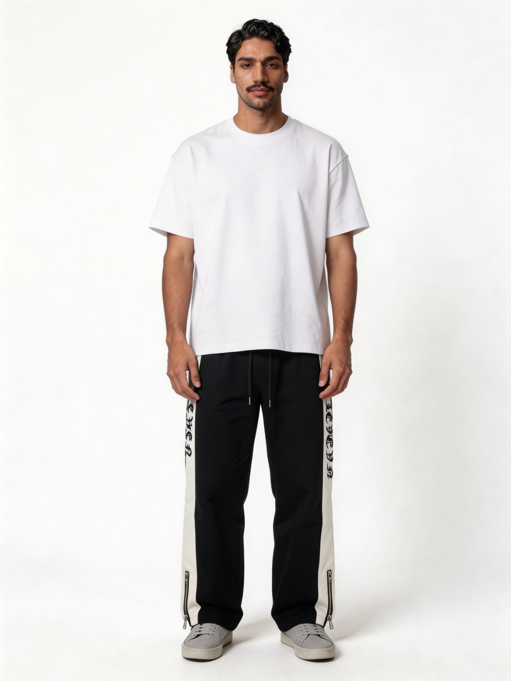 Relaxed Wide-Leg Zipped Side-Panel Sweatpants - unbranded