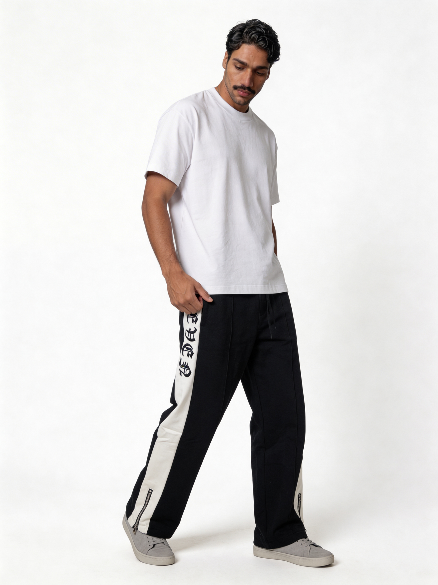 Relaxed Wide-Leg Zipped Side-Panel Sweatpants - unbranded