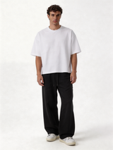 Relaxed Wide-Leg Cotton Blend Sweatpants - unbranded