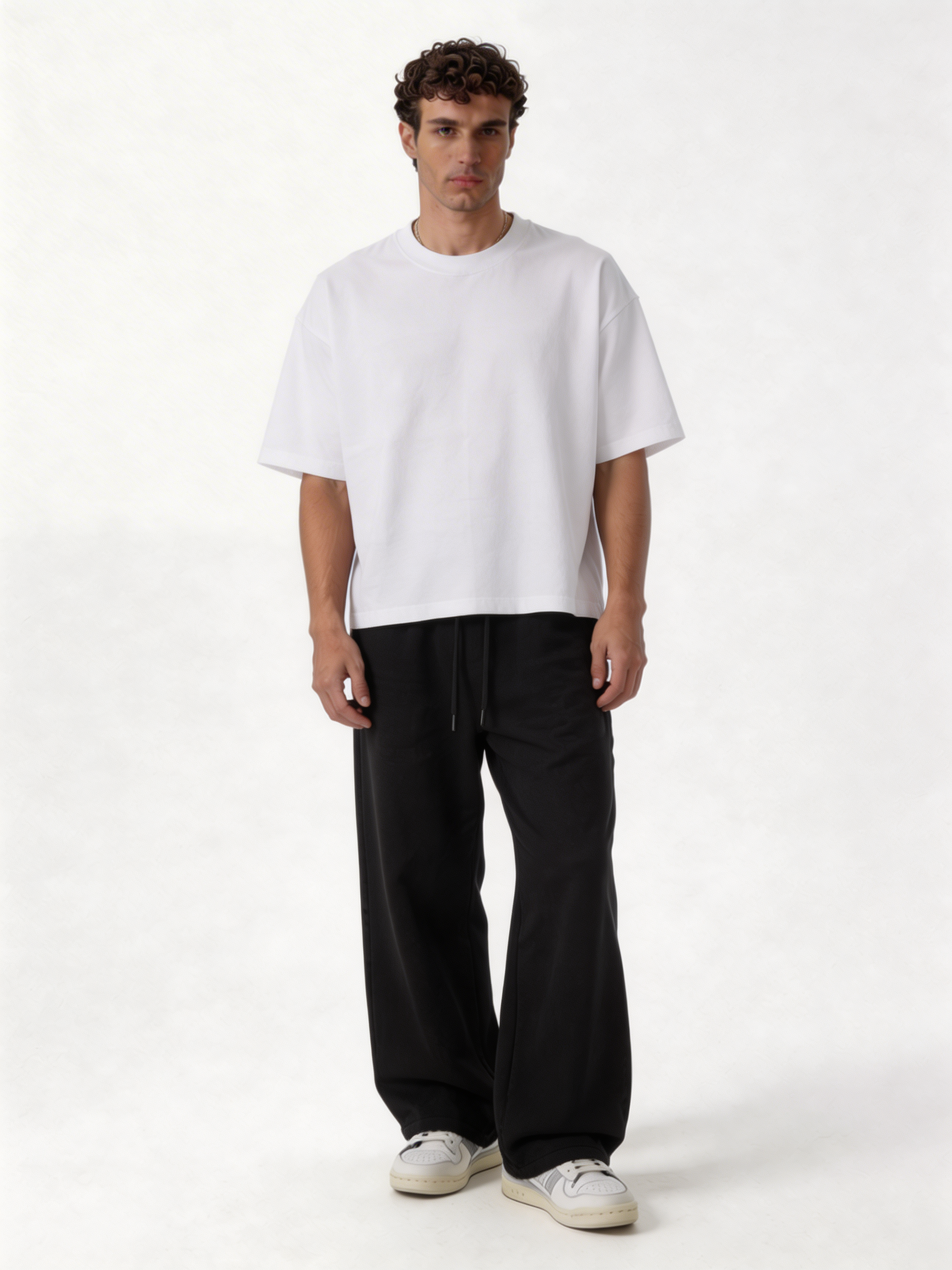 Relaxed Wide-Leg Cotton Blend Sweatpants - unbranded