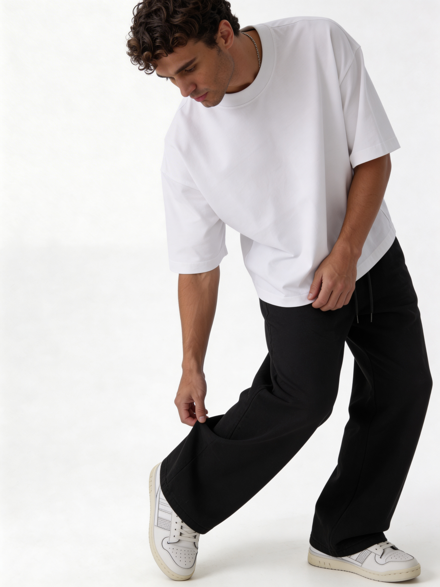 Relaxed Wide-Leg Cotton Blend Sweatpants - unbranded
