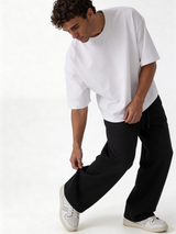 Relaxed Wide-Leg Cotton Blend Sweatpants - unbranded