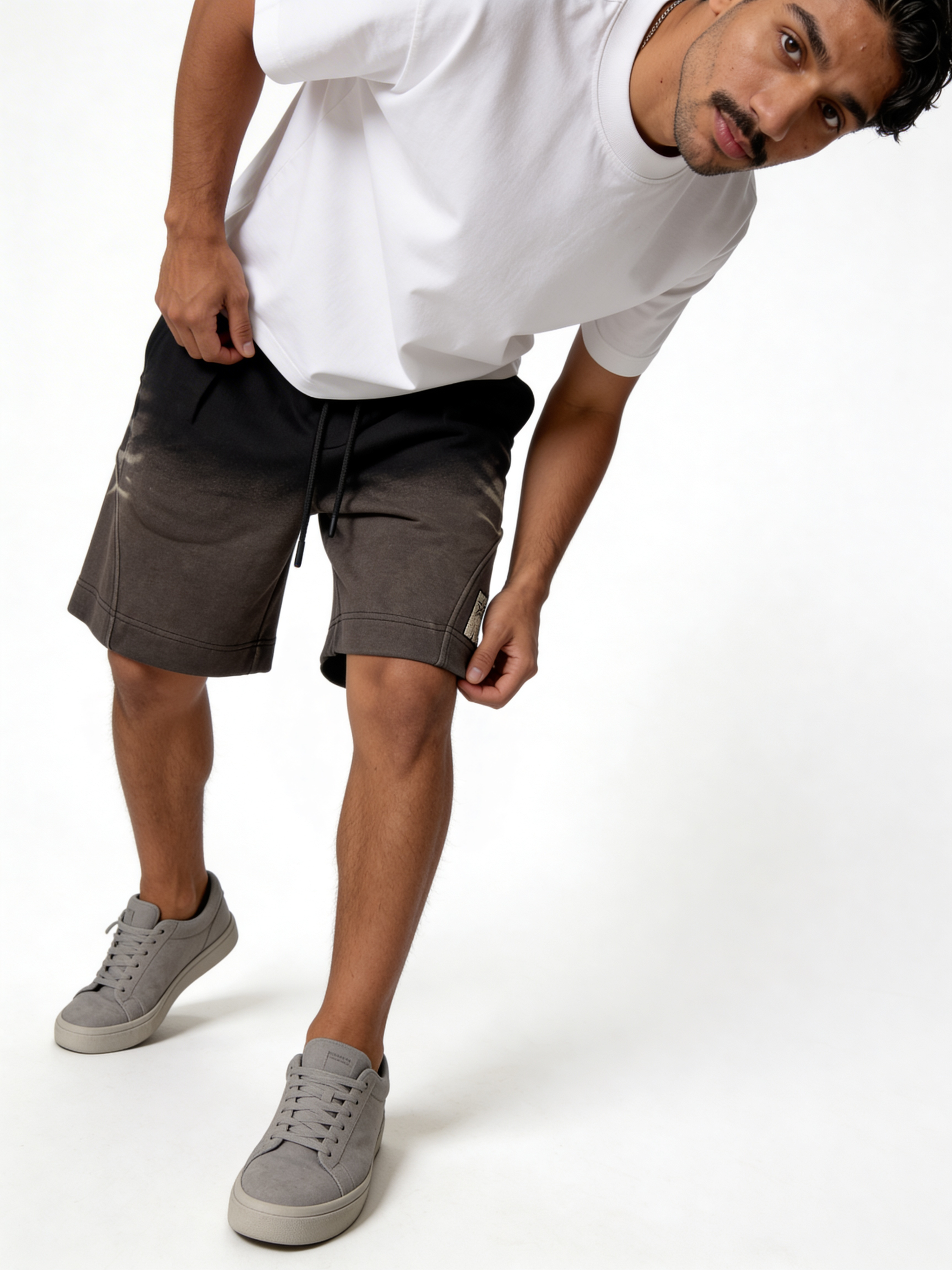 Oversized Degradé Cotton Fleece Shorts - unbranded