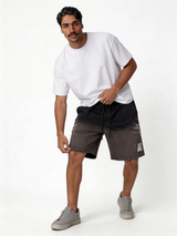 Oversized Degradé Cotton Fleece Shorts - unbranded