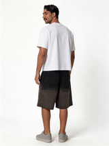 Oversized Degradé Cotton Fleece Shorts - unbranded