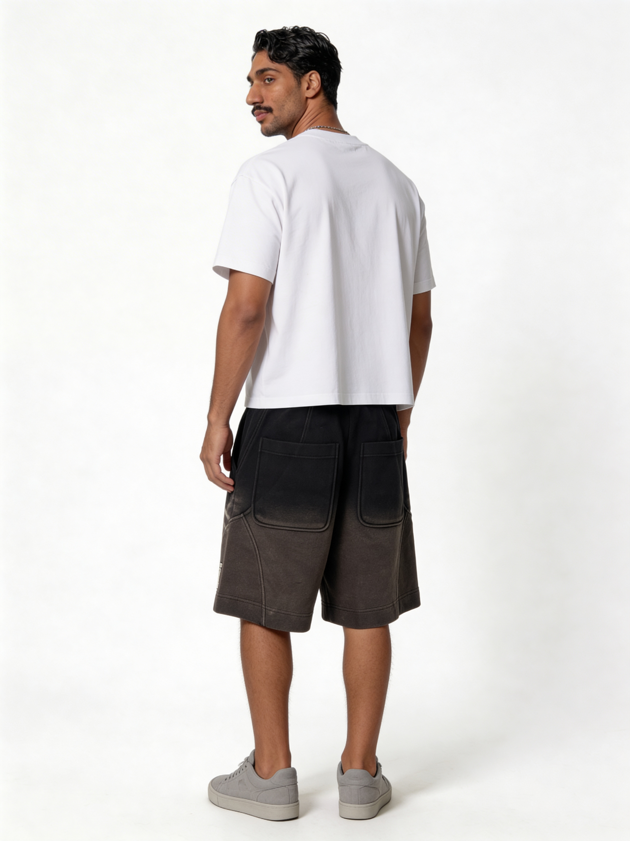 Oversized Degradé Cotton Fleece Shorts - unbranded