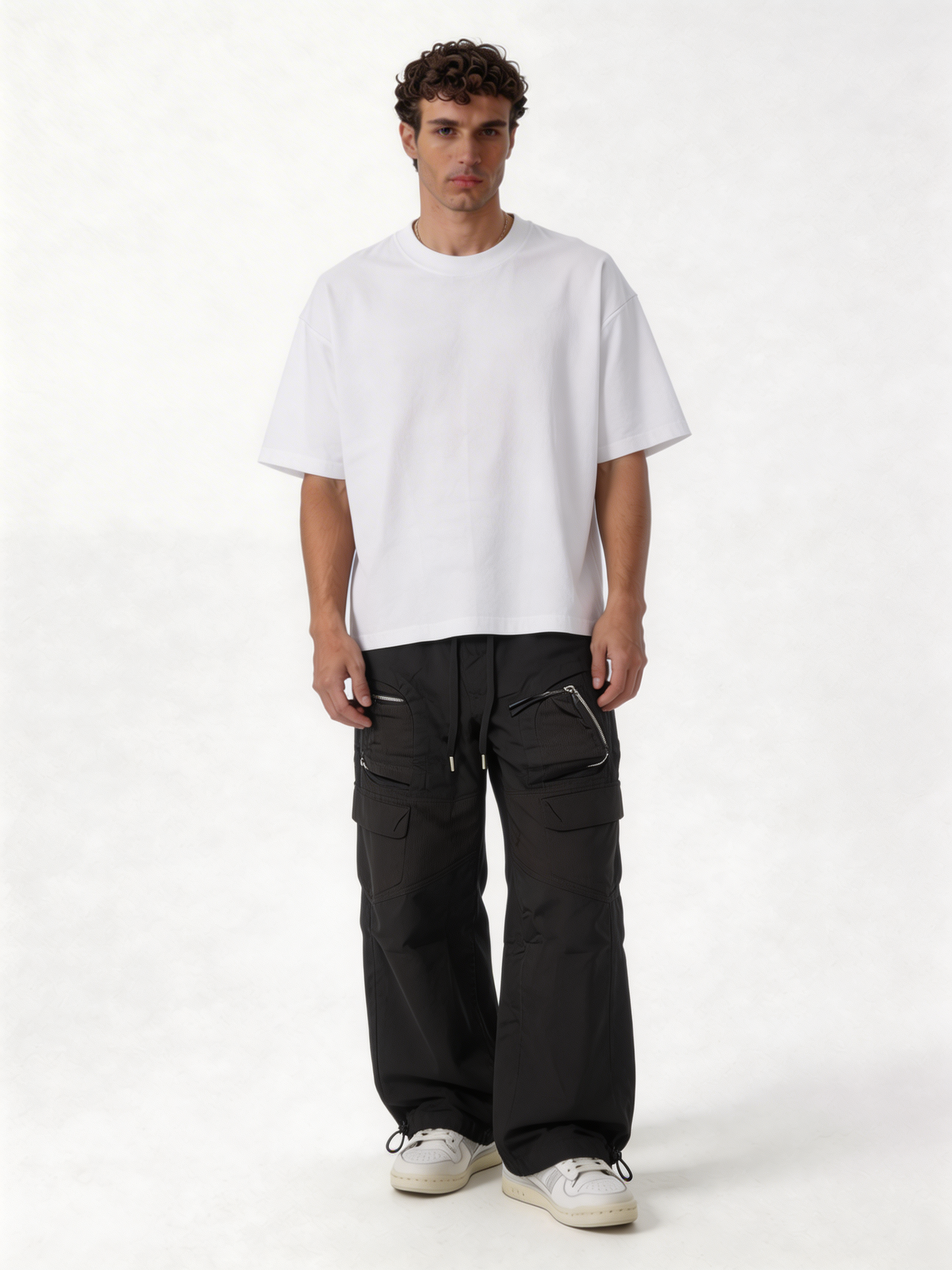 Relaxed Wide-Leg Technical Nylon Cargo Pants - unbranded