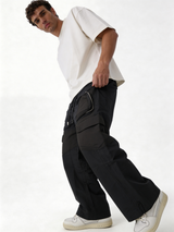 Relaxed Wide-Leg Technical Nylon Cargo Pants - unbranded