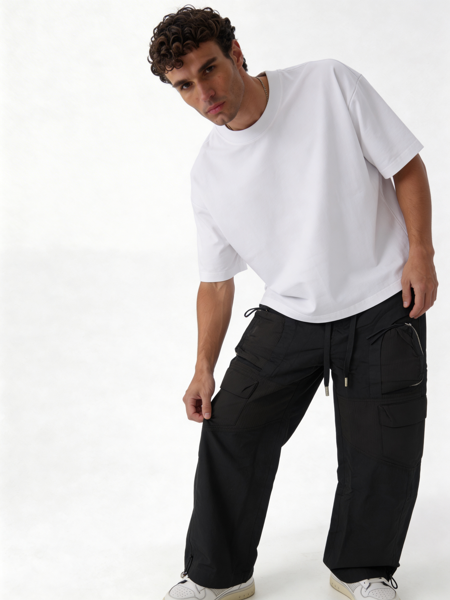 Relaxed Wide-Leg Technical Nylon Cargo Pants - unbranded