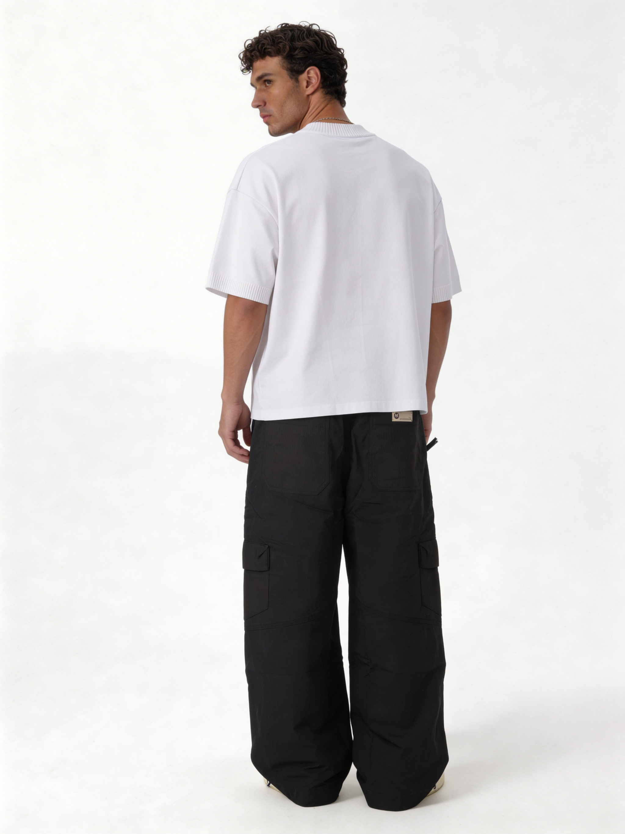 Relaxed Wide-Leg Technical Nylon Cargo Pants - unbranded