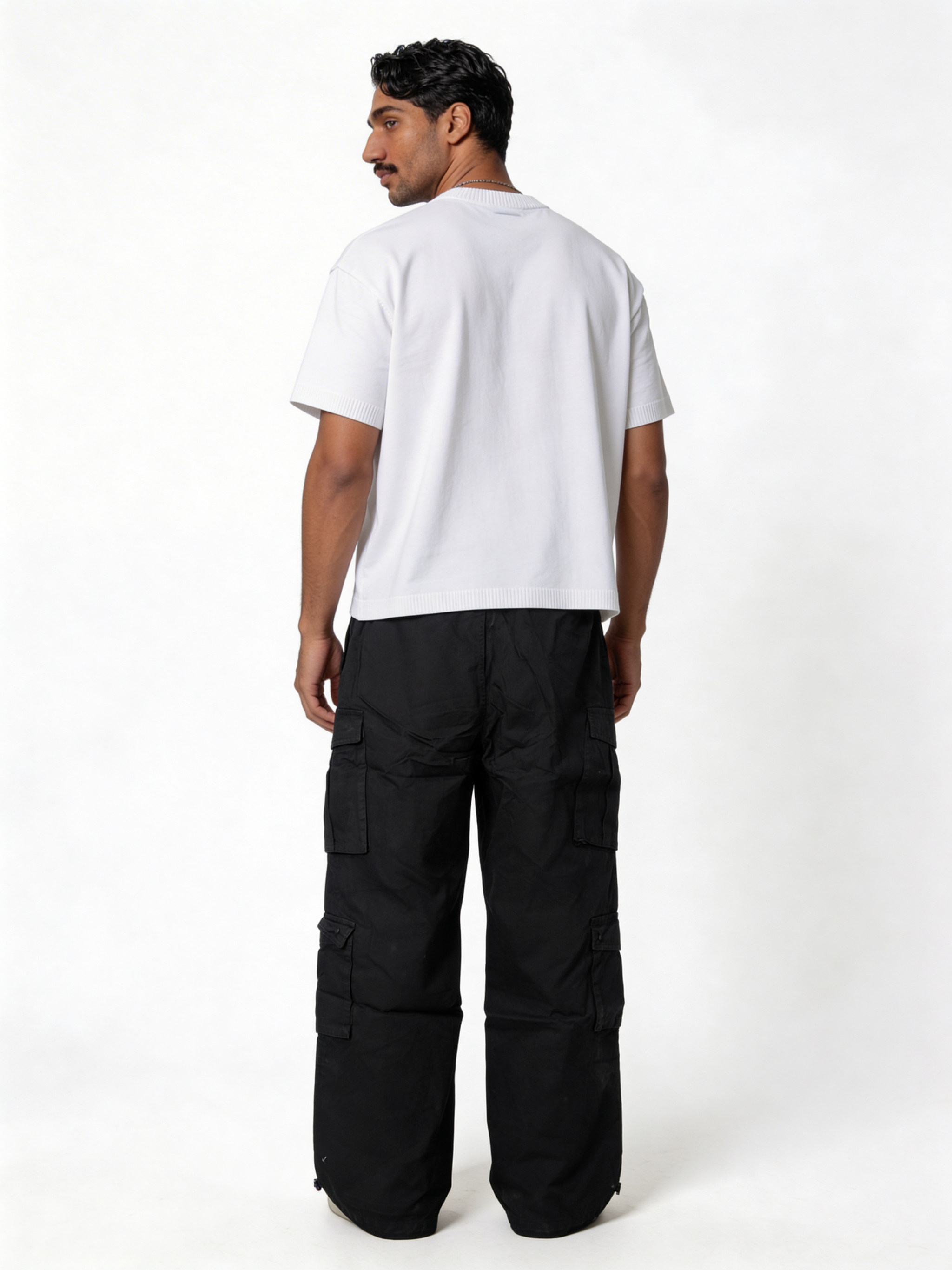 Relaxed Wide-Leg Technical Nylon Multi-Pocket Cargo Pants - unbranded