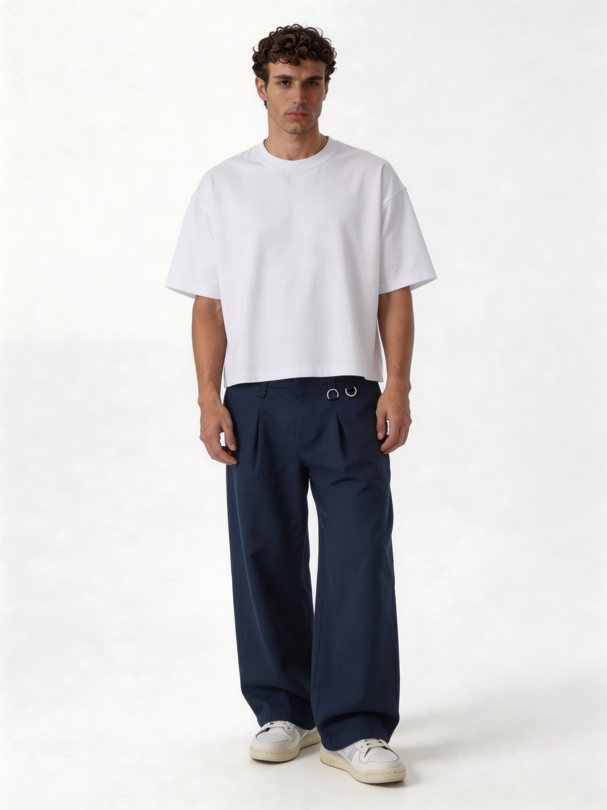 Relaxed Wide-Leg Pleated Cotton Trousers - unbranded