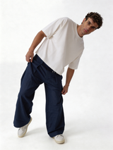 Relaxed Wide-Leg Pleated Cotton Trousers - unbranded