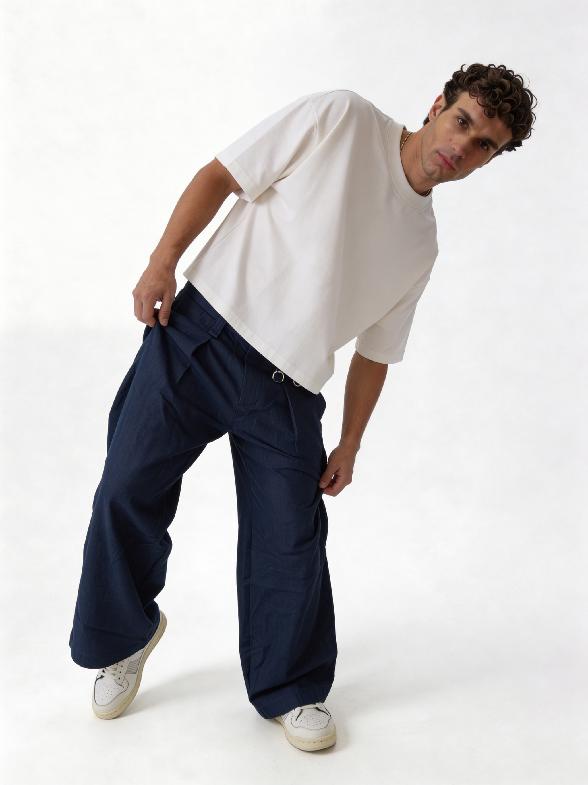 Relaxed Wide-Leg Pleated Cotton Trousers - unbranded