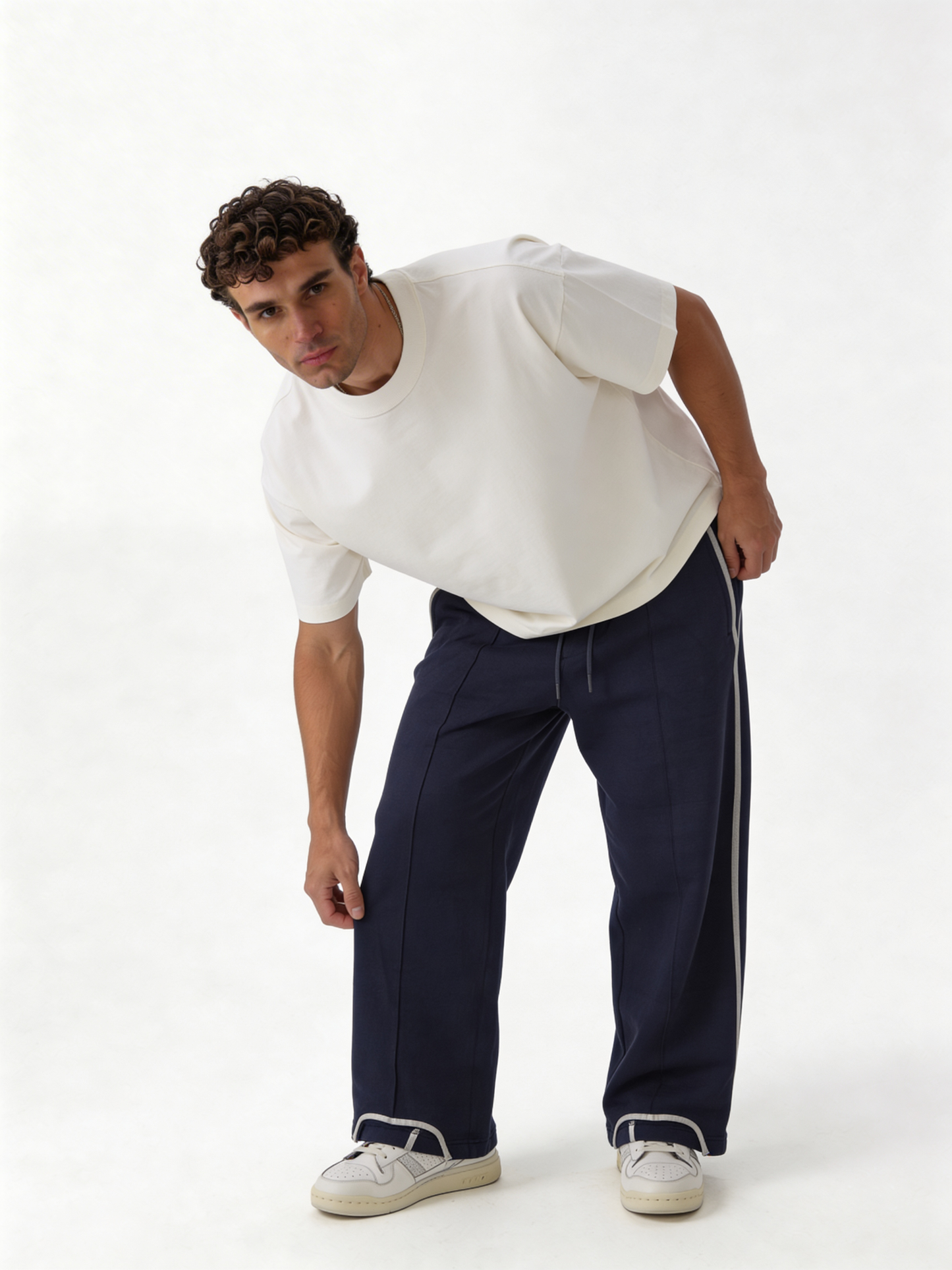 Relaxed Wide-Leg Piped Cotton Blend Sweatpants - unbranded