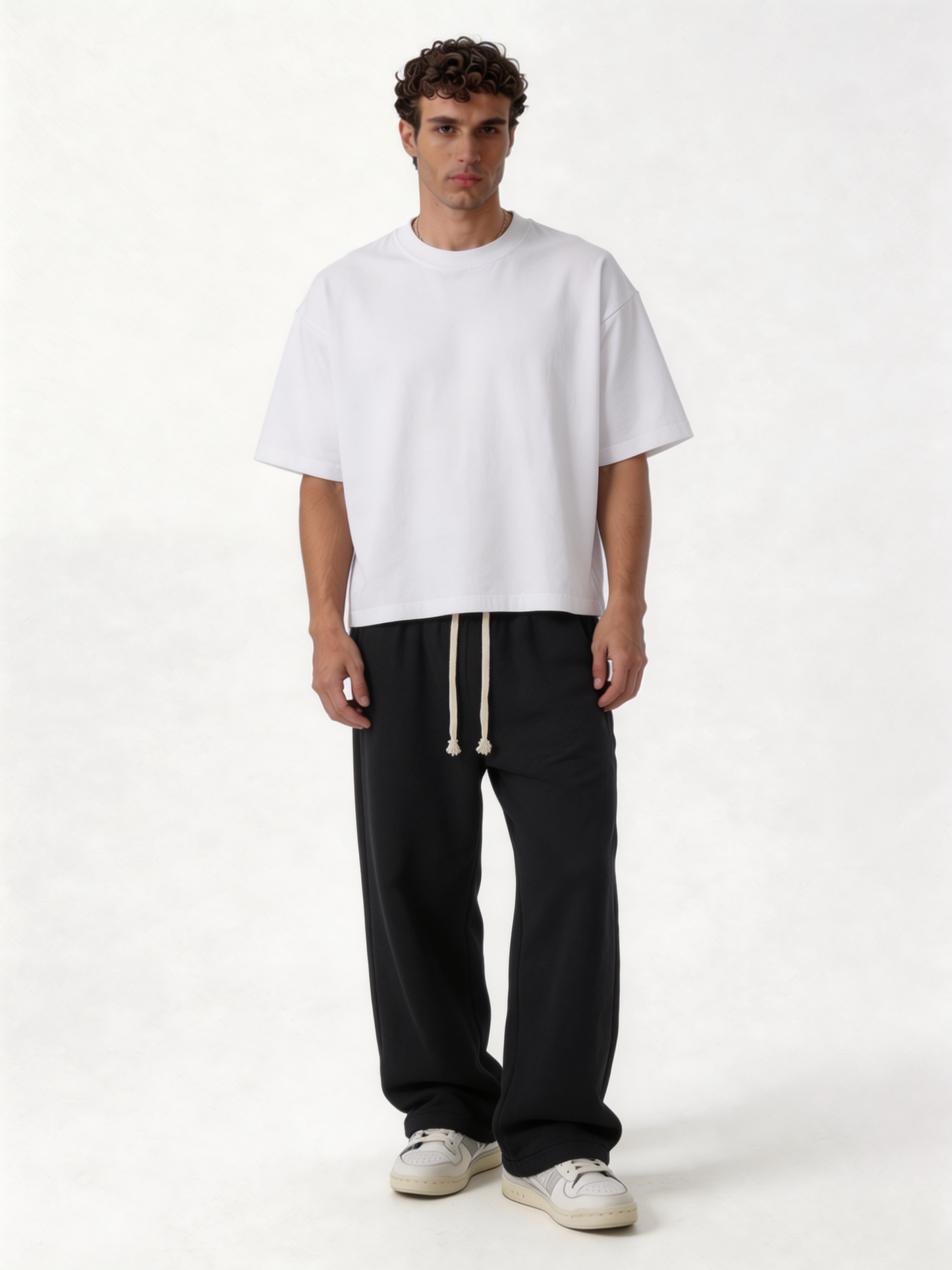 Relaxed Wide-Leg Cotton Blend Sweatpants - unbranded