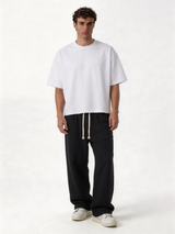 Relaxed Wide-Leg Cotton Blend Sweatpants - unbranded