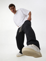 Relaxed Wide-Leg Cotton Blend Sweatpants - unbranded