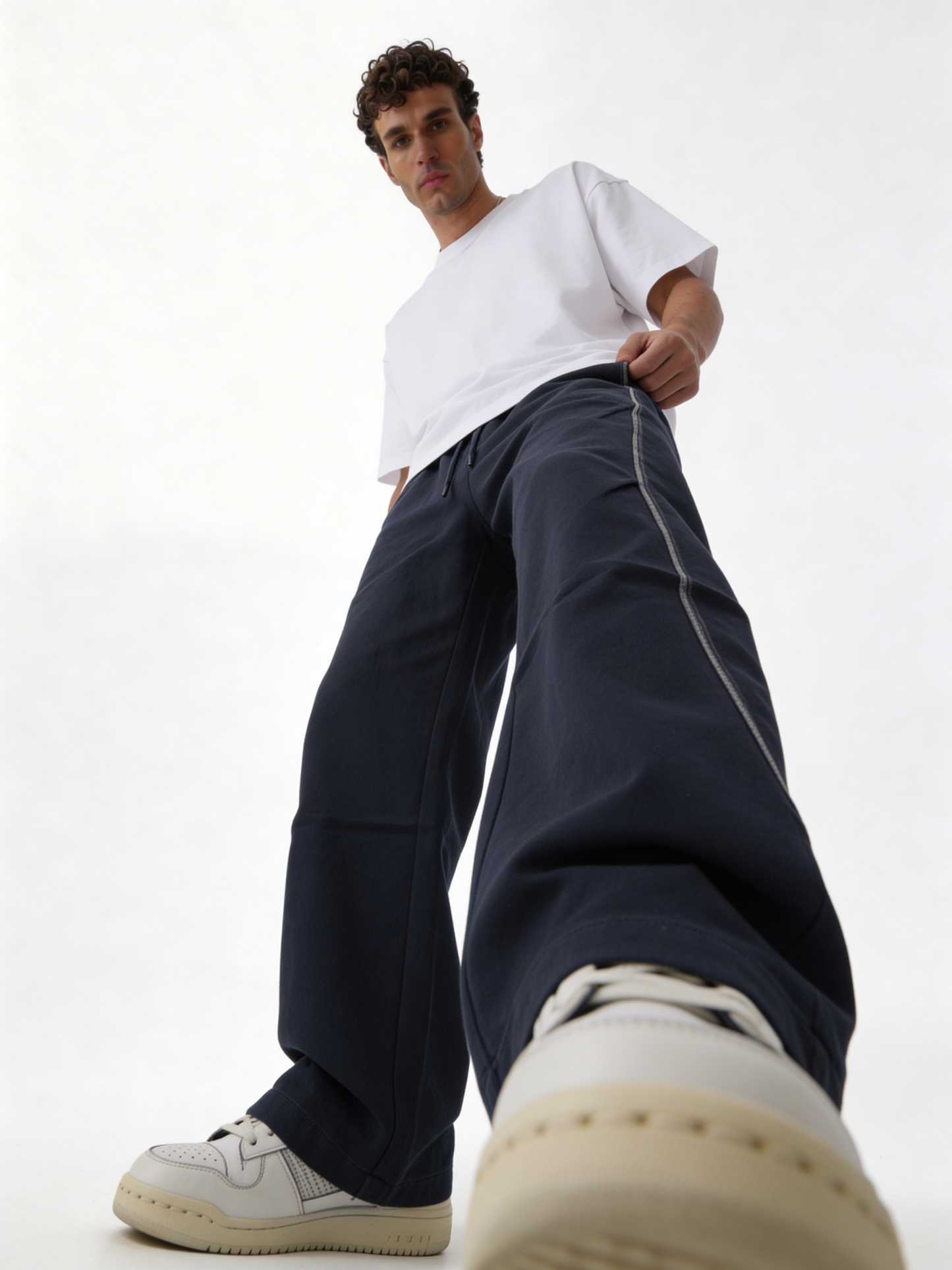 Relaxed Wide-Leg Panelled Cotton Blend Sweatpants - unbranded