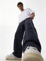 Relaxed Wide-Leg Panelled Cotton Blend Sweatpants - unbranded