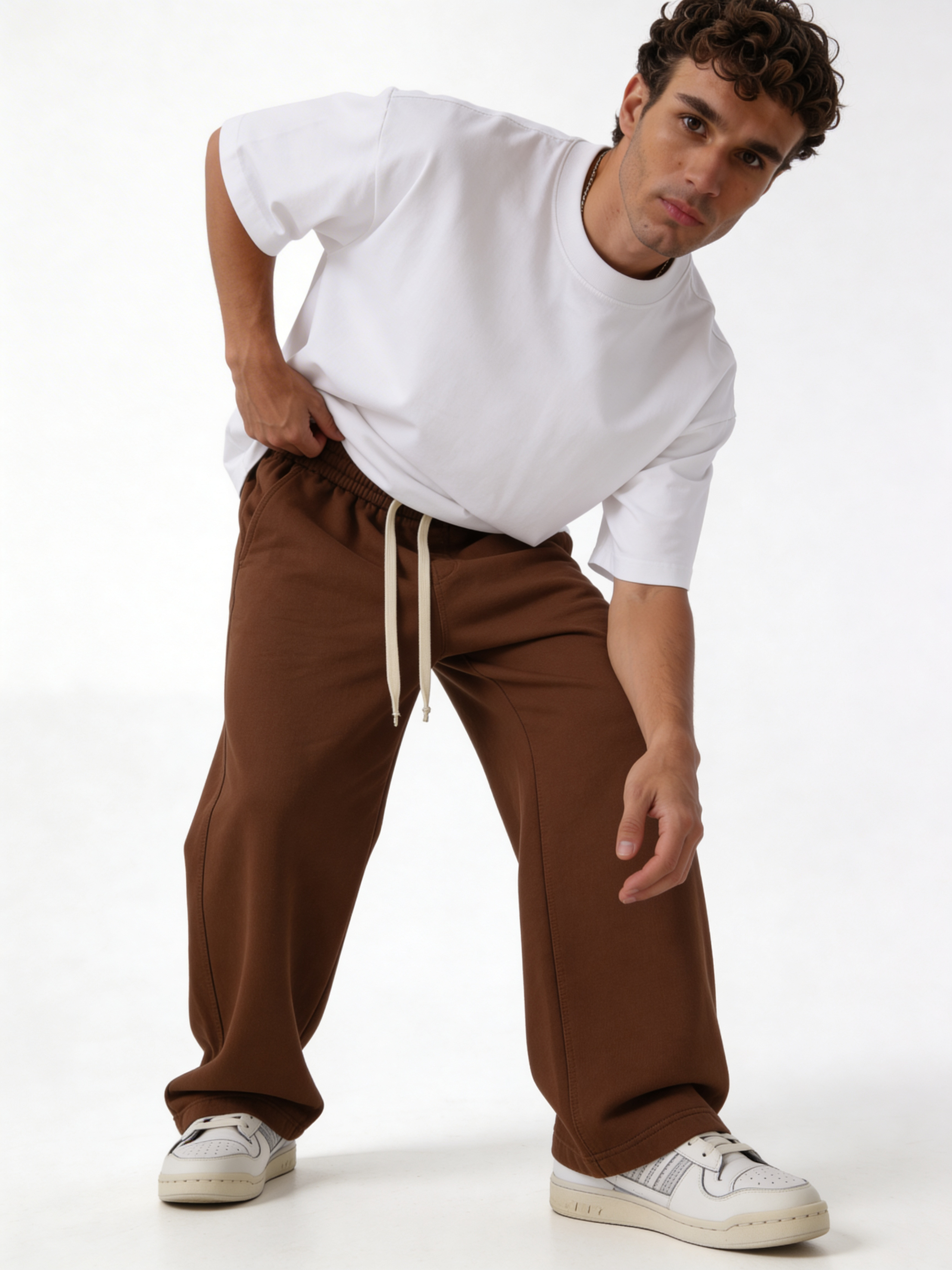 Relaxed Wide-Leg Cotton Blend Sweatpants - unbranded