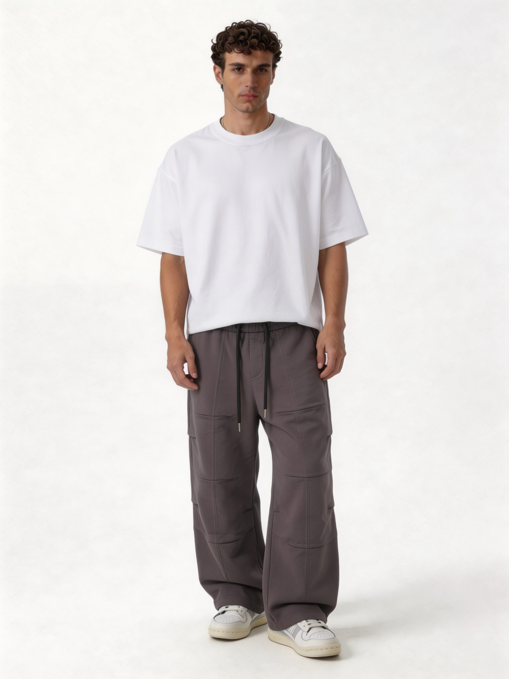 Relaxed Wide-Leg Multi-Panel Cotton Blend Sweatpants - unbranded