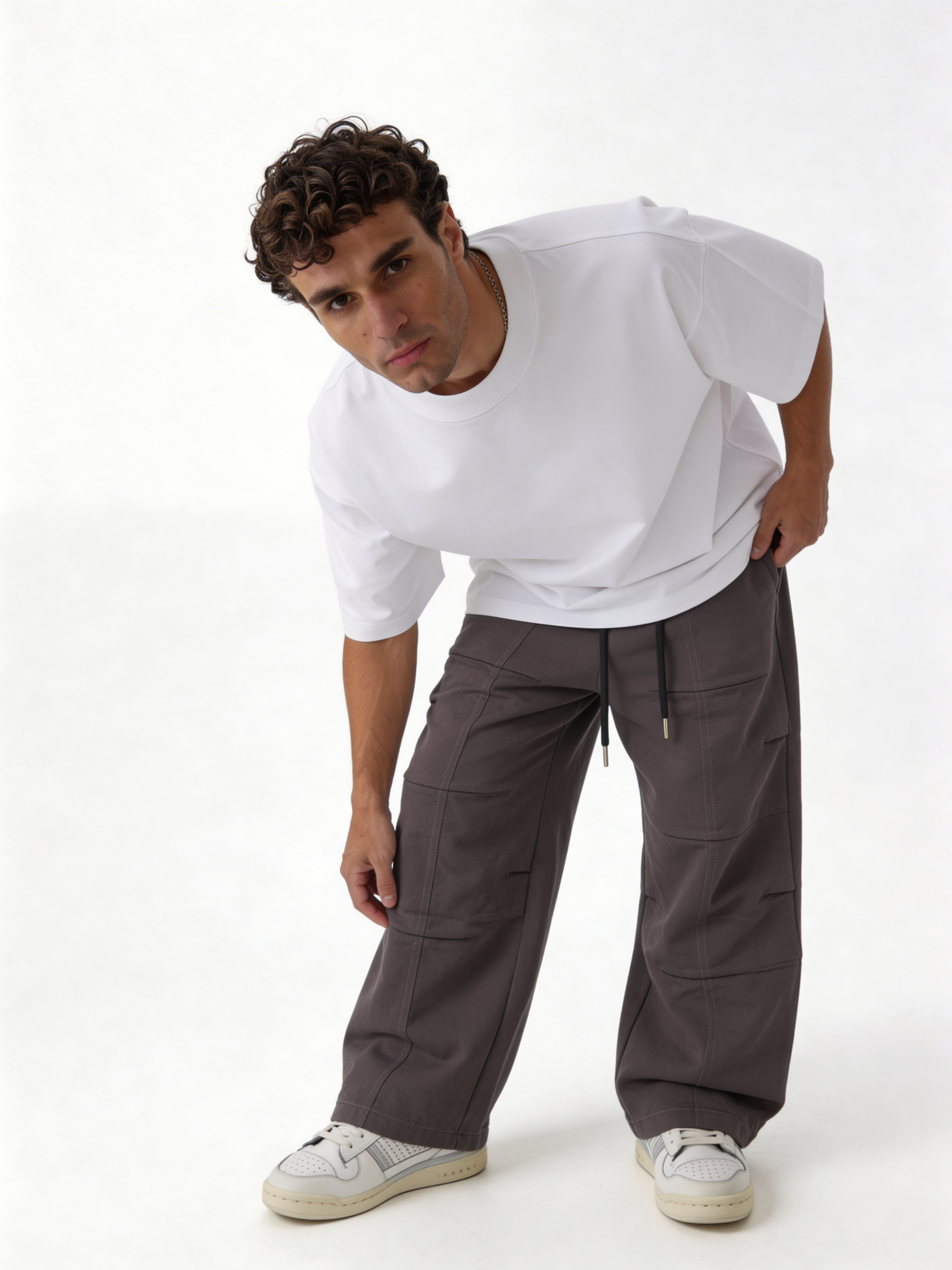 Relaxed Wide-Leg Multi-Panel Cotton Blend Sweatpants - unbranded