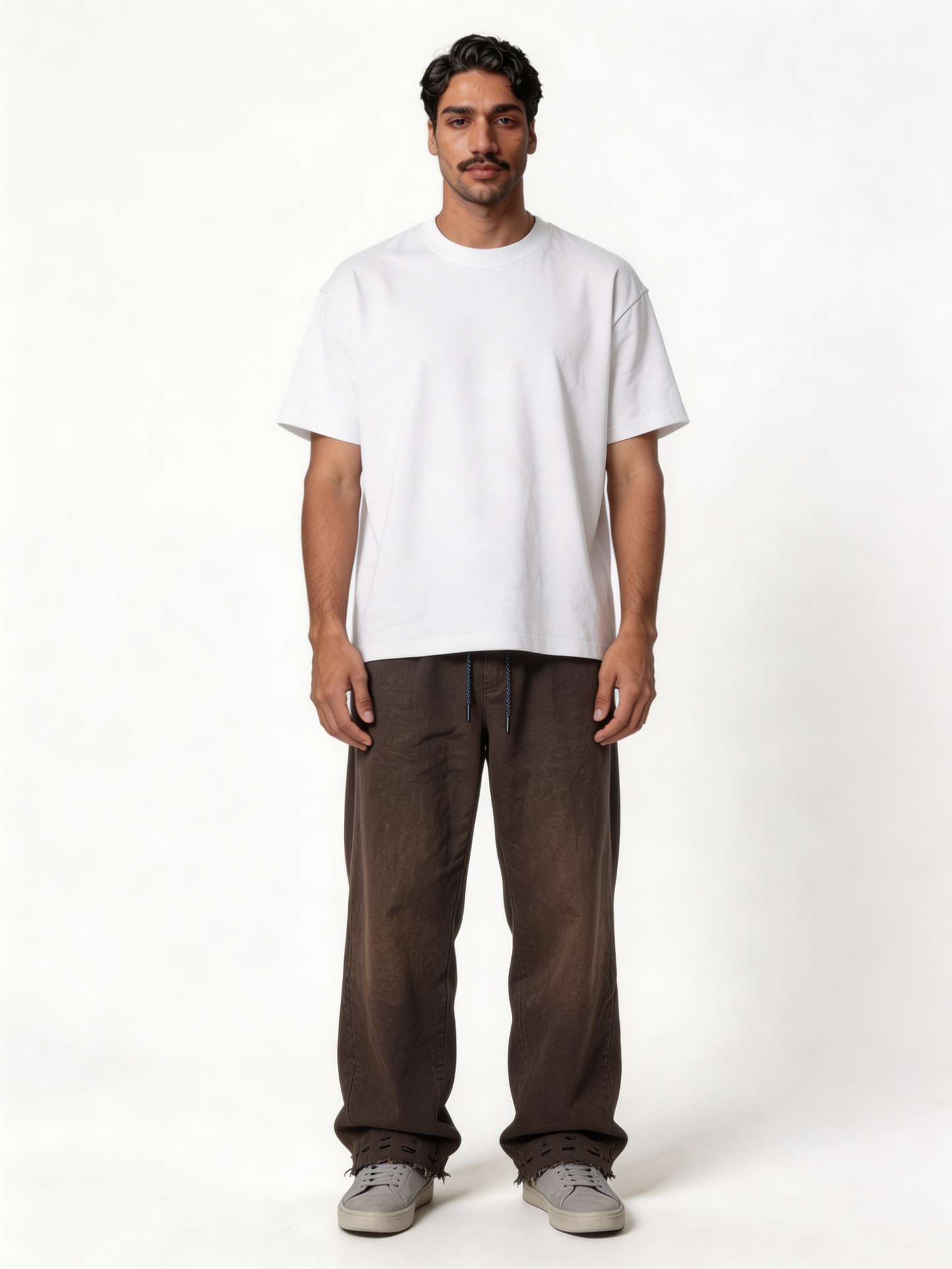 Relaxed Wide-Leg Distressed Cotton Canvas Trousers - unbranded