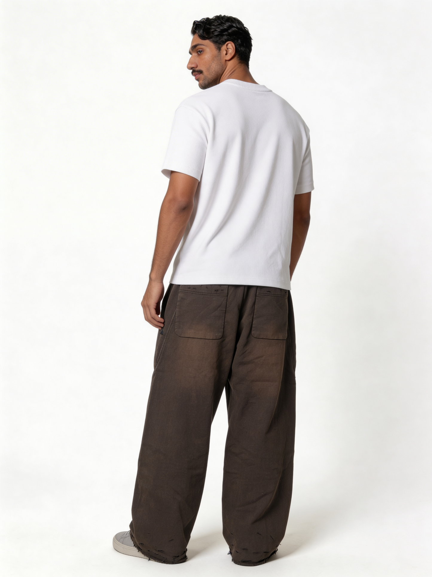 Relaxed Wide-Leg Distressed Cotton Canvas Trousers - unbranded