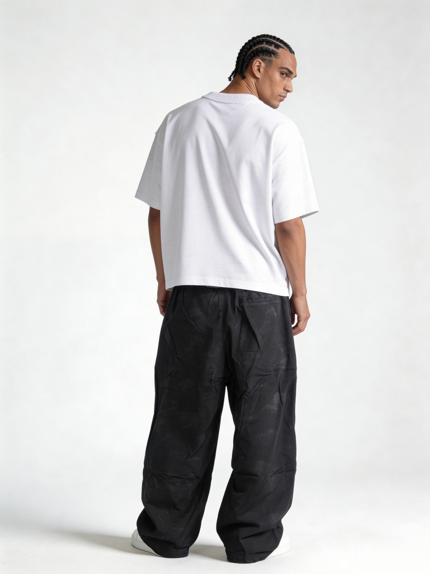 Relaxed Wide-Leg Acid-Washed Cotton Canvas Trousers - unbranded