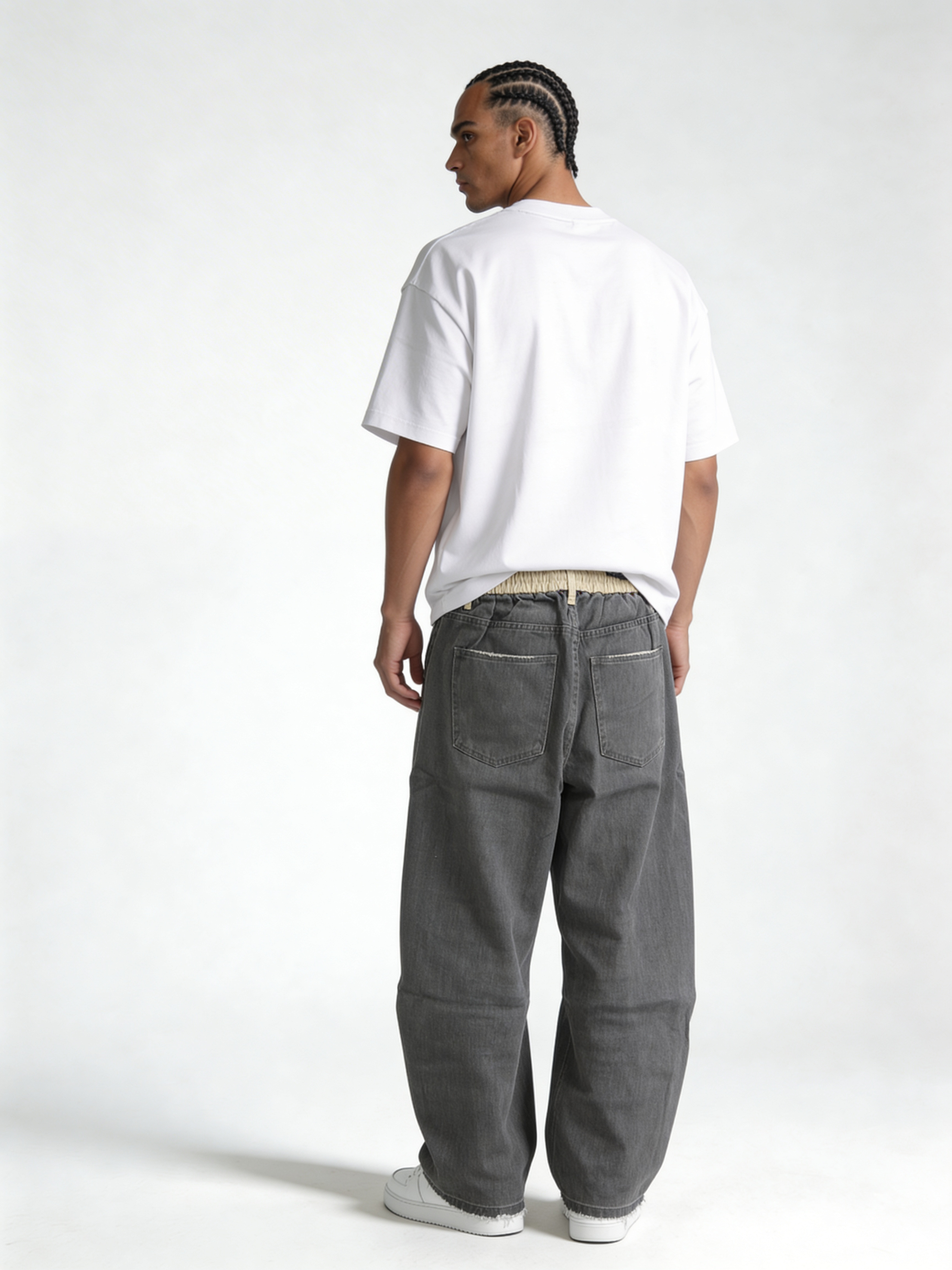 Relaxed Wide-Leg Distressed Cotton Denim - unbranded