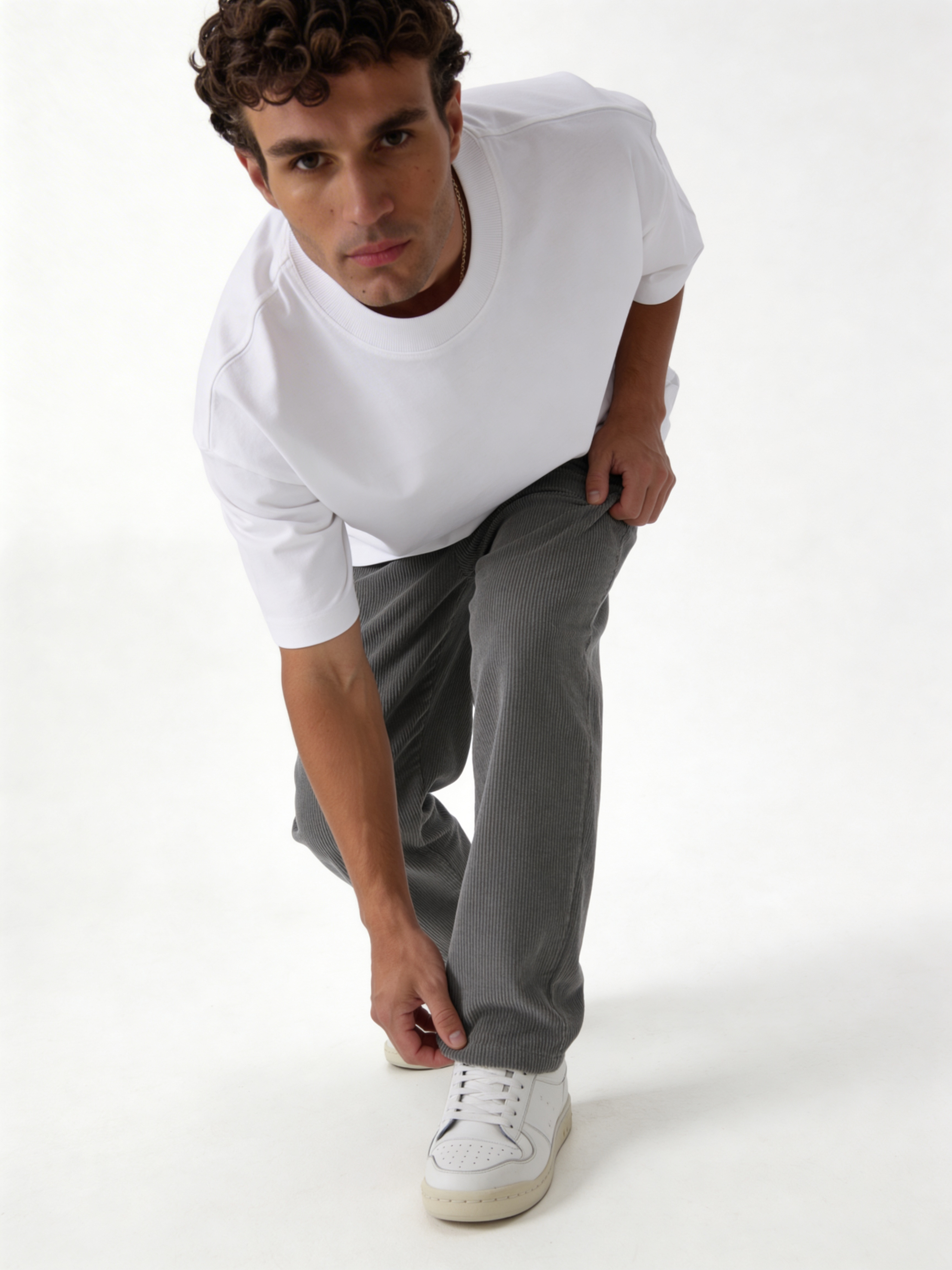 Relaxed Straight-Leg Corduroy Trousers - unbranded