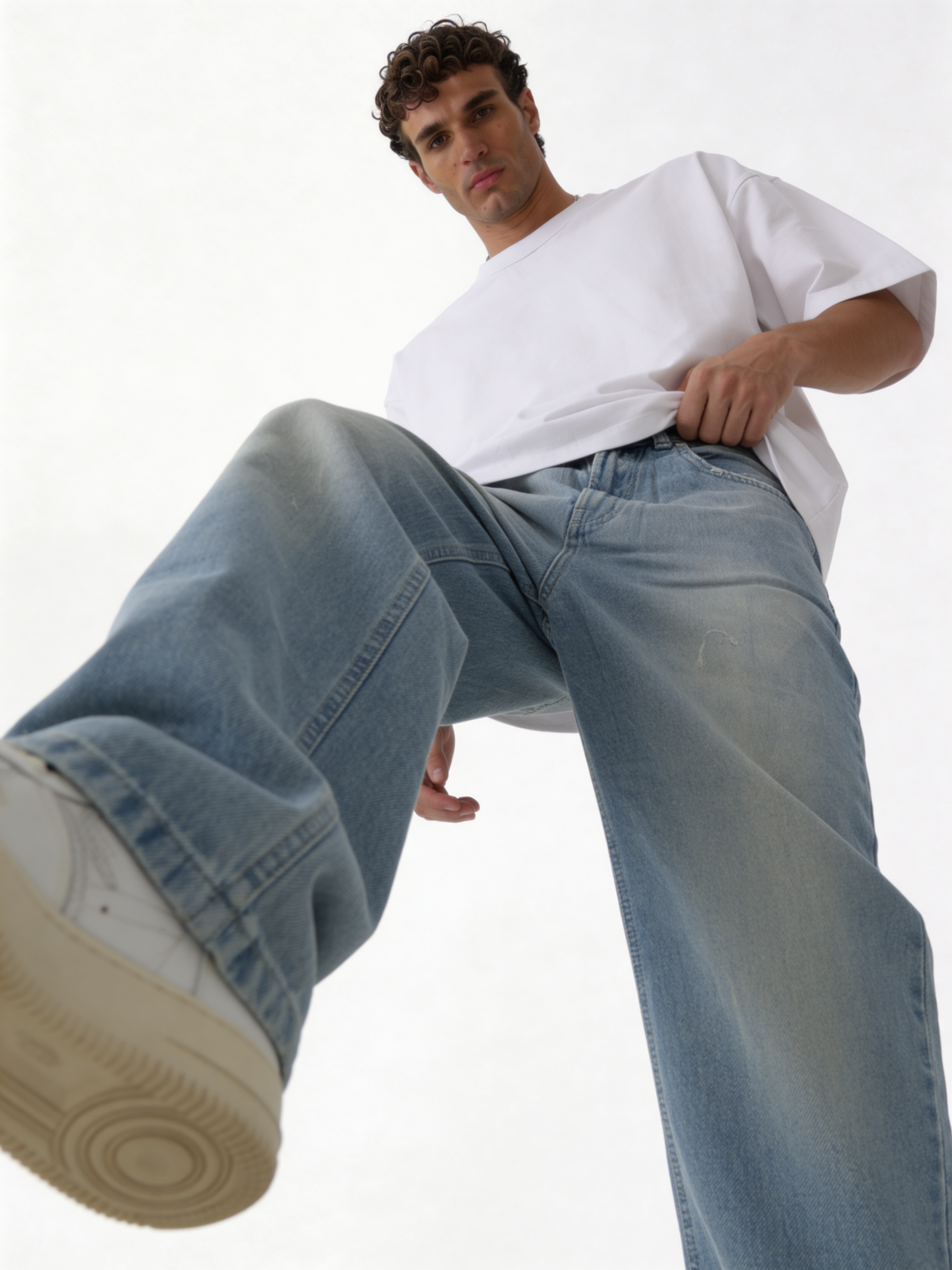 Oversized Rigid Cotton Baggy Jeans - DEHNM