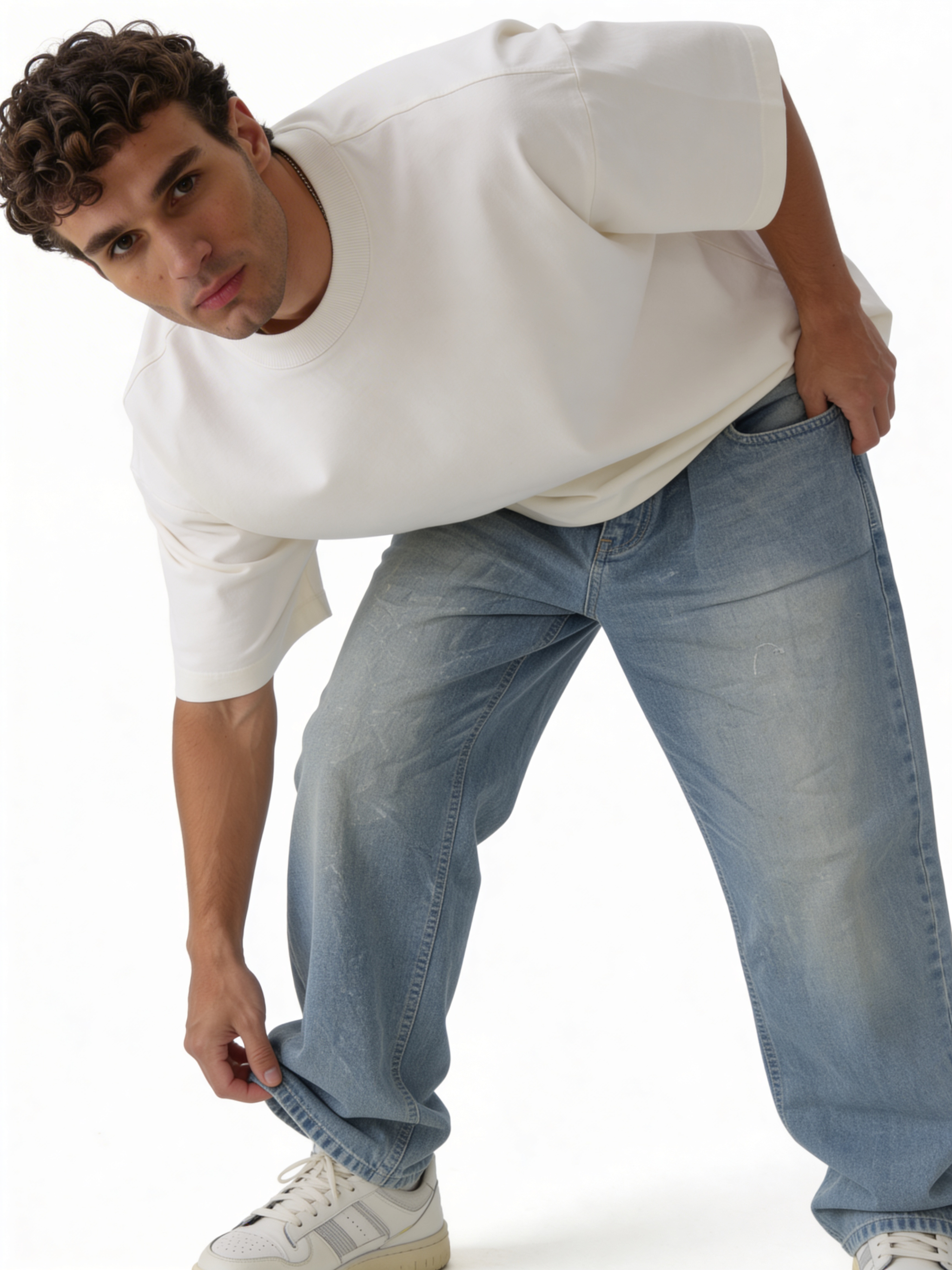 Oversized Rigid Cotton Baggy Jeans - DEHNM