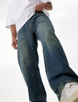 Oversized Rigid Cotton Baggy Jeans - DEHNM