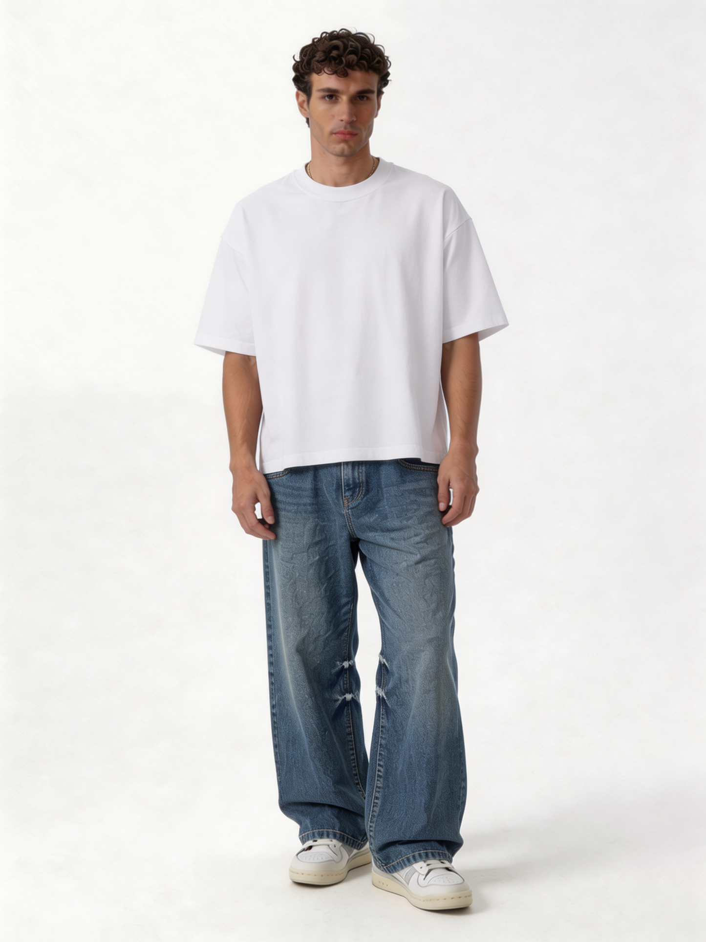 Oversized Distressed Rigid Cotton Denim - DEHNM