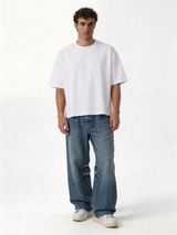 Oversized Distressed Rigid Cotton Denim - DEHNM