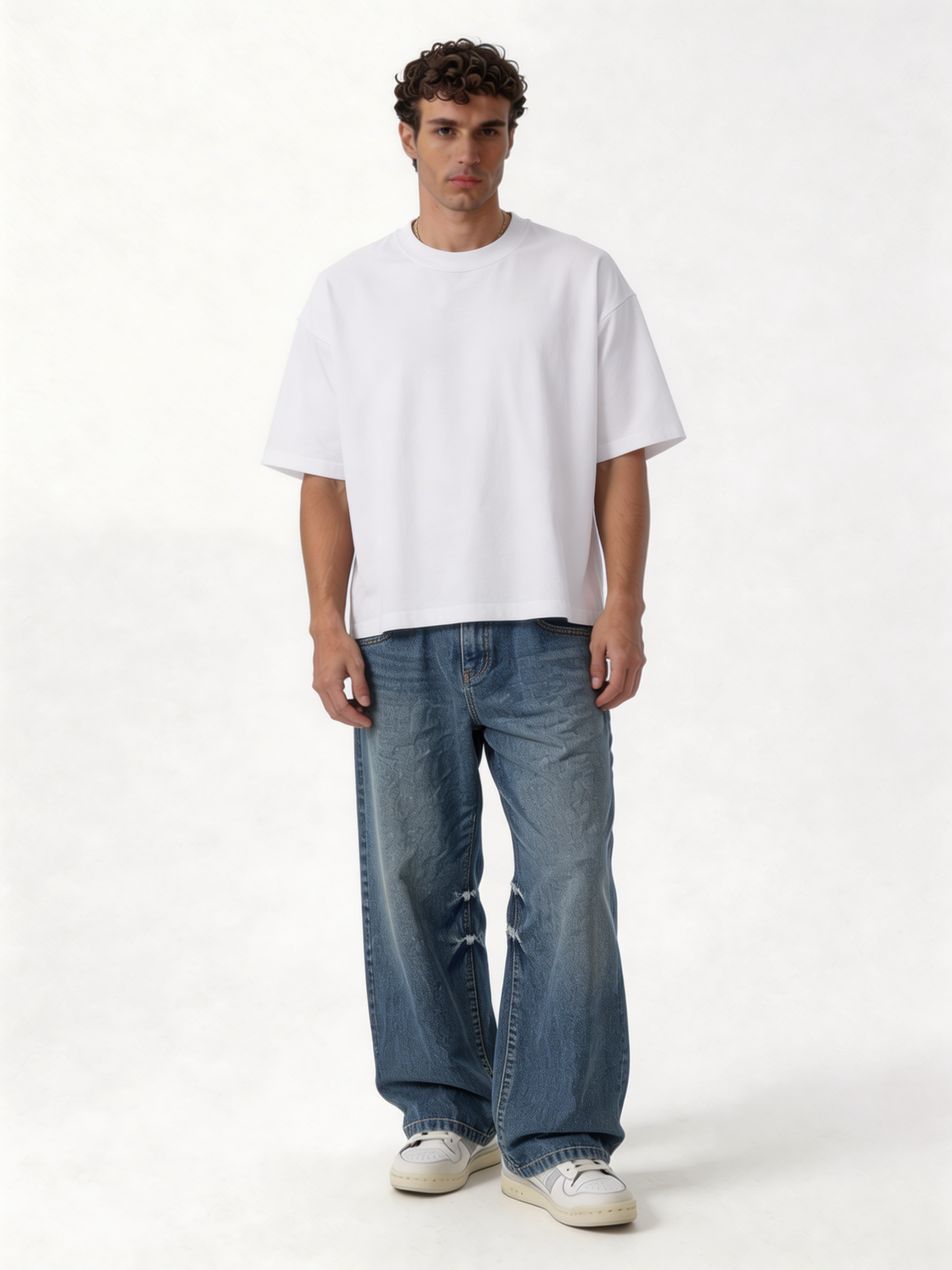 Oversized Distressed Rigid Cotton Denim - DEHNM
