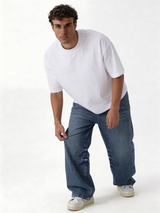 Oversized Distressed Rigid Cotton Denim - DEHNM
